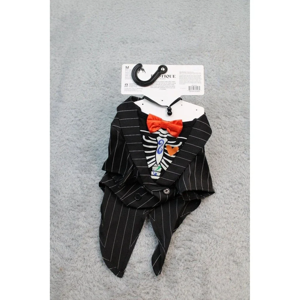 Boutique Pinstripe Skeleton Walking Dog Costume Size Medium Halloween